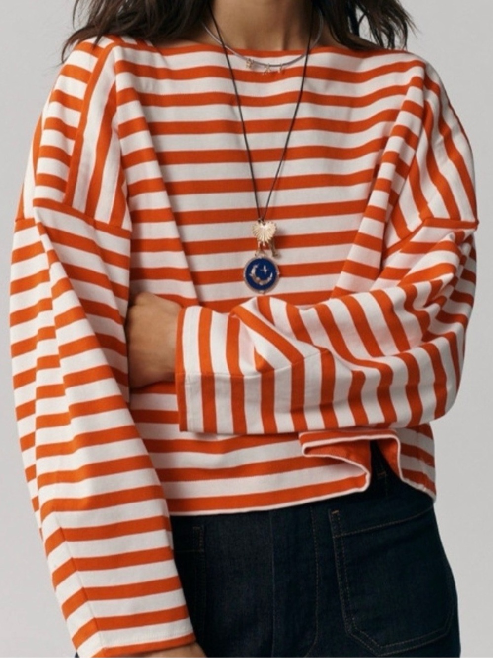 Anthropologie Maeve striped drop sleeve Breton top M NWOT